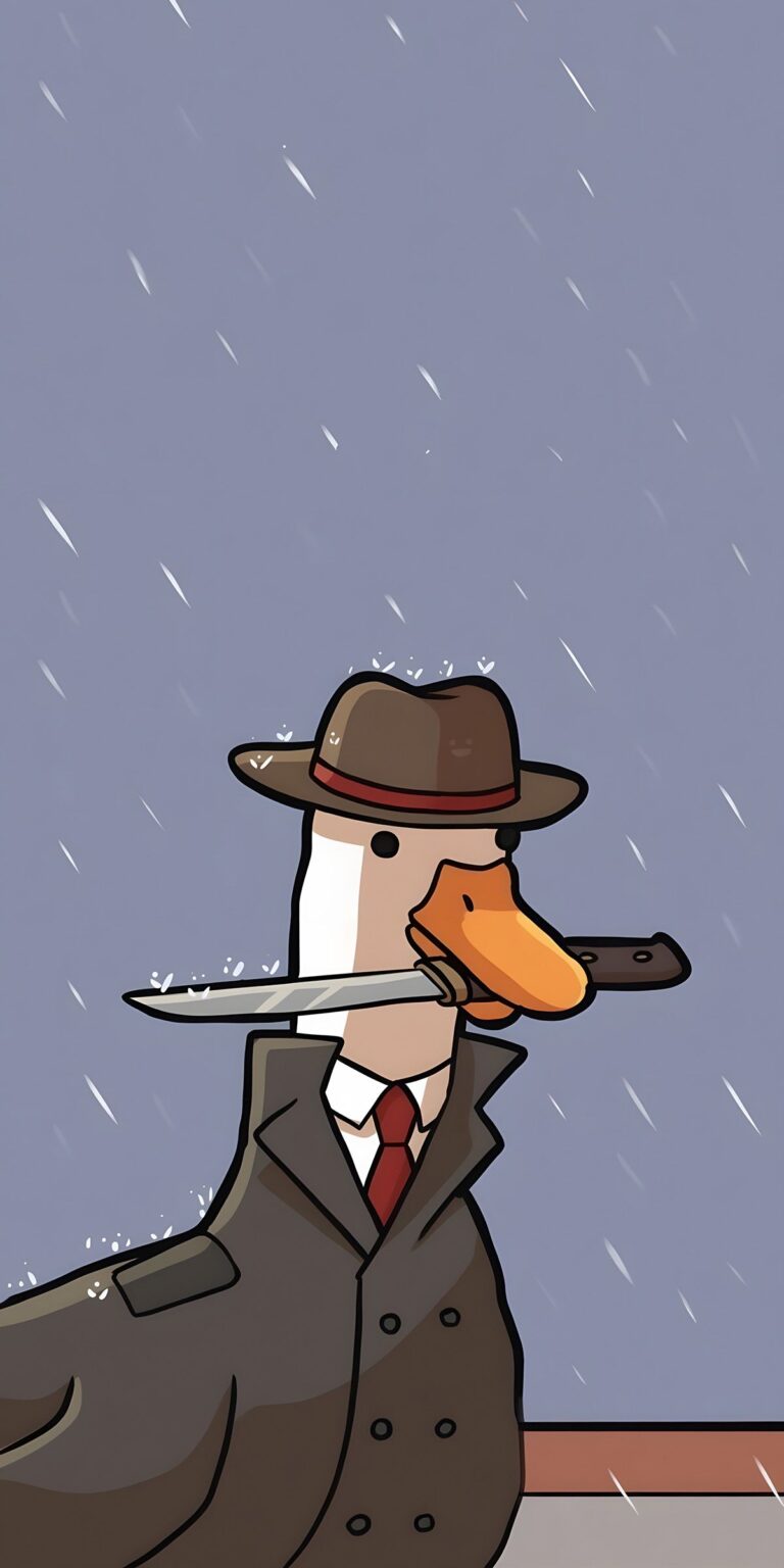 Мемный гусь с ножом — смешные обои на телефон 😅🪓🦆