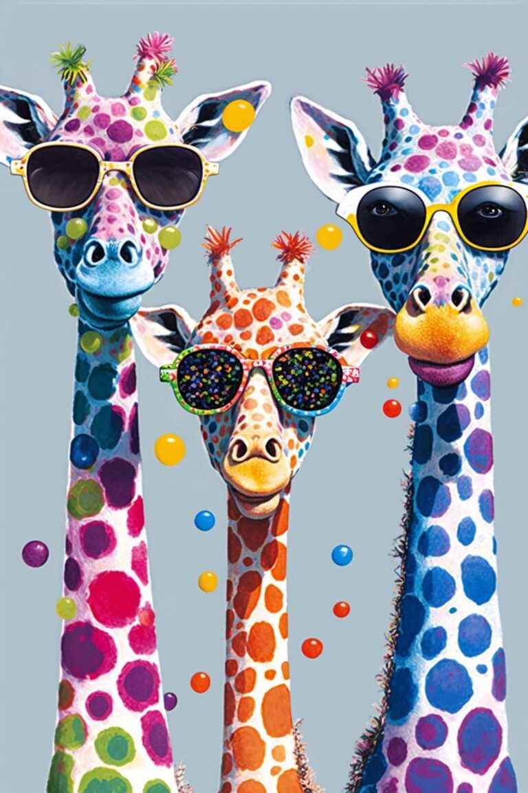RMSGOZO Cool Giraffes， 5d Diamond Painting Kits – Exquisite Full Circle Gemstone Fine Rhinestone Art Kit for Beginners and Kids, for Room Decor & Wall Decor (12 X 18 Inch)
