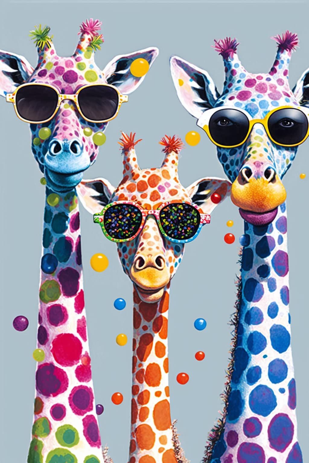RMSGOZO Cool Giraffes， 5d Diamond Painting Kits – Exquisite Full Circle Gemstone Fine Rhinestone Art Kit for Beginners and Kids, for Room Decor & Wall Decor (12 X 18 Inch)